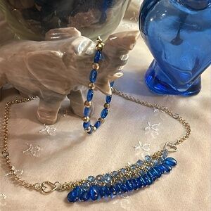 Blue Hue Hearts Necklace & Bracelet